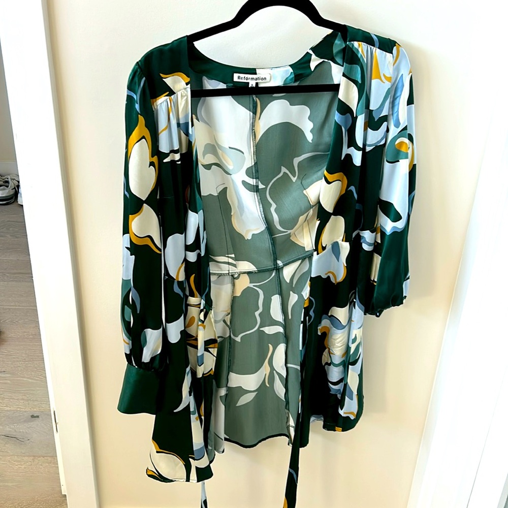 reformation silk long sleeeve summer dress